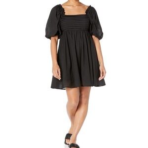 NWT Moon River Ruffle Square Neck Puff Sleeve Tie Back Cut-Out Mini Dress